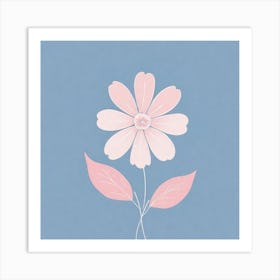 A White And Pink Flower In Minimalist Style Square Composition 317 Art Print