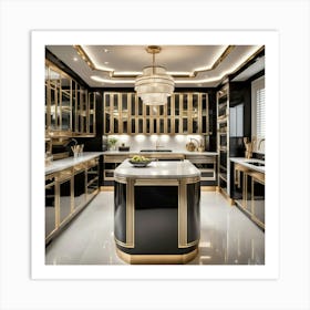 Black And Gold Kitchen 1 Art Print