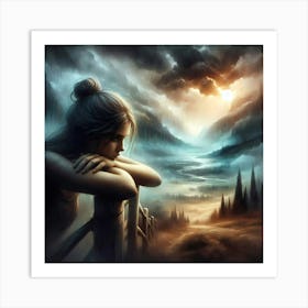 Woman Looking At The Sky Art Print