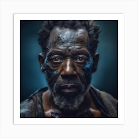 Man With A Blue Face 1 Art Print