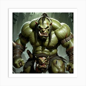 Orc Warrior Fantasy Brutal Savage Strong Aggressive Tribal Barbaric Fierce Monster Green (1) Art Print