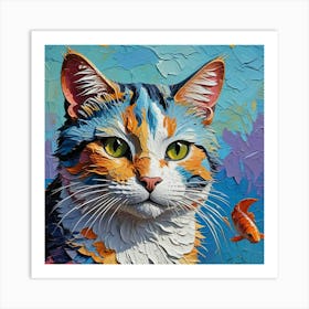 Cat With Goldfish Art Print