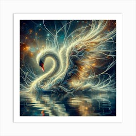 White Swan Water Bird Art Print