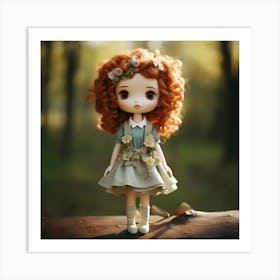 Doll in Dress in Woods Art Print