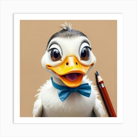 Duck With Pencil 1 Art Print