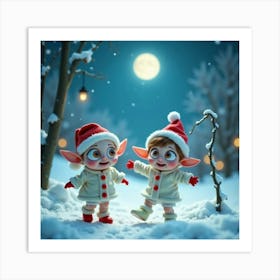 Christmas Elves 8 Art Print