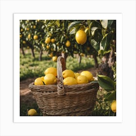 Basket Of Lemons Art Print