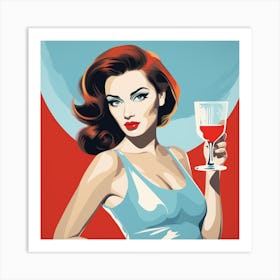 Woman With A Glass Of Wine 1 Art Print