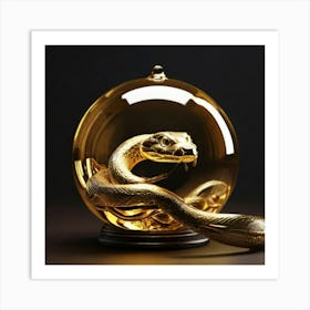 Snake In A Gold Ball 1 Art Print