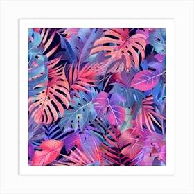 Tropical Leaves Seamless Pattern 16 Art Print