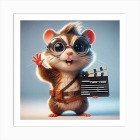 Hamster Holding A Clapper Board Art Print