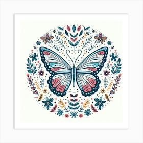 Butterfly In A Circle 2 Art Print