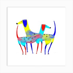 Dogs Together Square Art Print