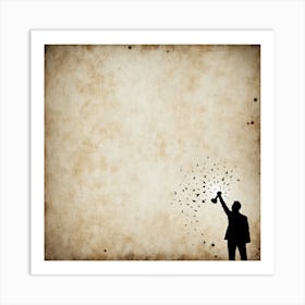 Silhouette Of A Man Throwing Confetti Art Print