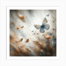 Butterfly in Autumn Leaves V Art Print