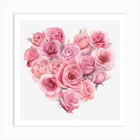 Pink Roses Heart 5 Art Print