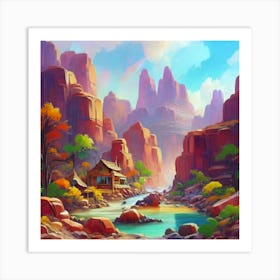 Landscape of valley rocks 3 Art Print