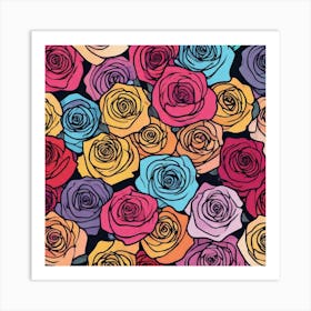 Roses Seamless Pattern 19 Art Print