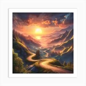 Sunset In The Mountains 2 Art Print