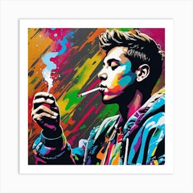 Young Man Smoking A Cigarette 4 Art Print
