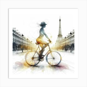 Beauty Cycle In Paris Creative Drawing Art Print