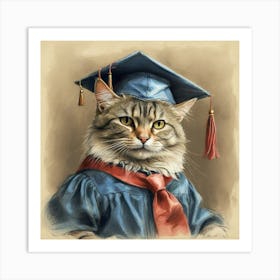 Graduation Cat 3 Art Print