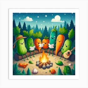 Campfire With Vegetables 1 Art Print