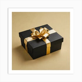 Black Gift Box With Gold Ribbon 1 Art Print