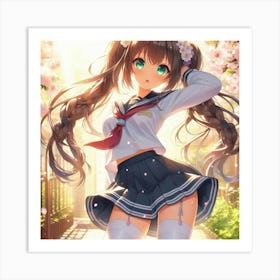 Anime Girl In School Uniform Art Print