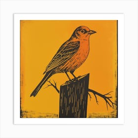 Retro Bird Lithograph Yellowhammer 1 Art Print