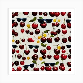 cherries, sunglasses and fruit Art Print