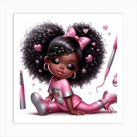 Little Black Girl In Pink Art Print