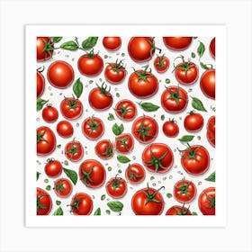 Red Tomatoes Seamless Pattern Art Print