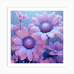 Psychedelic Purple Flowers Art Print