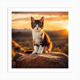 Sunset Kitten Art Print