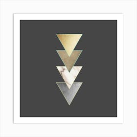 Gold And Silver Triangles - Geometric Pattern Art Print