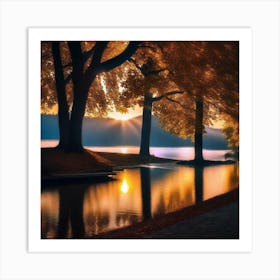 Sunset By The Lake 9 Art Print