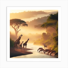 Giraffes In The Wild Art Print