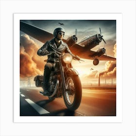 Man Riding A Motorcycle 1 Art Print