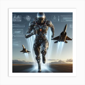 Futuristic Robot Running 8 Art Print