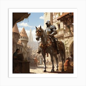 Knight On Horseback Art Print