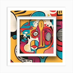 Vibrant, playful design with abstract shapes, bold lines, and bright colors.2 Art Print