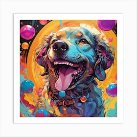 Dog With Bubbles Art Print