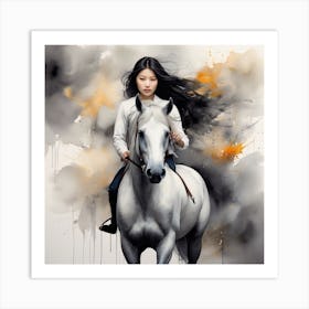 Girl Riding A Horse Art Print