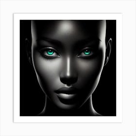 Portrait Of A Woman With Green Eyes Art Print