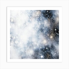 Abstract Galaxy In Watercolor Foreground Dust And Silver Sparkles Shimmering Space With A Bokeh Ef (5) Art Print