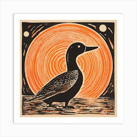 Retro Bird Lithograph Duck 2 Art Print