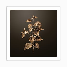 Gold Botanical Black Birch on Chocolate Brown n.2821 Art Print