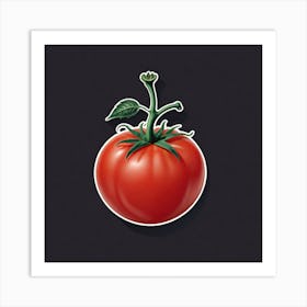 Tomato On Black Background 2 Art Print