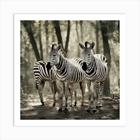 Zebras In The Forest Art Print